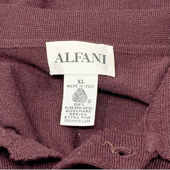 Alfani Mens 100% wool maroon collared pullover XL made in Italy - Picture 4 of 5